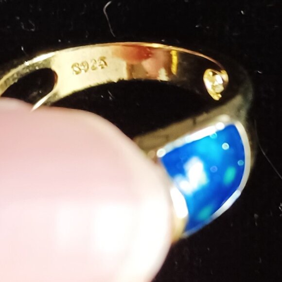 925 Sterling Silver Ring with Gold plating - Gorgeous !! - Picture 6 of 6